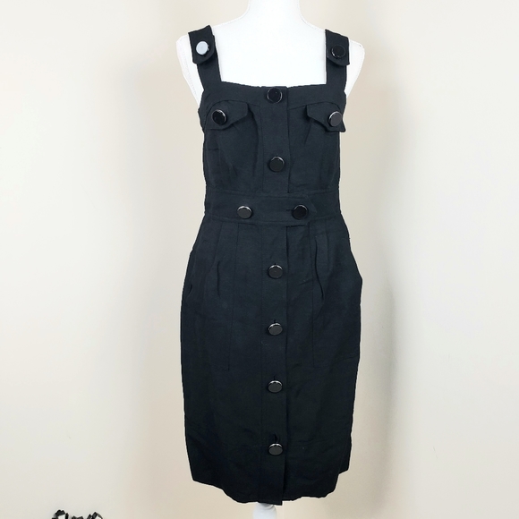 zara black button down dress